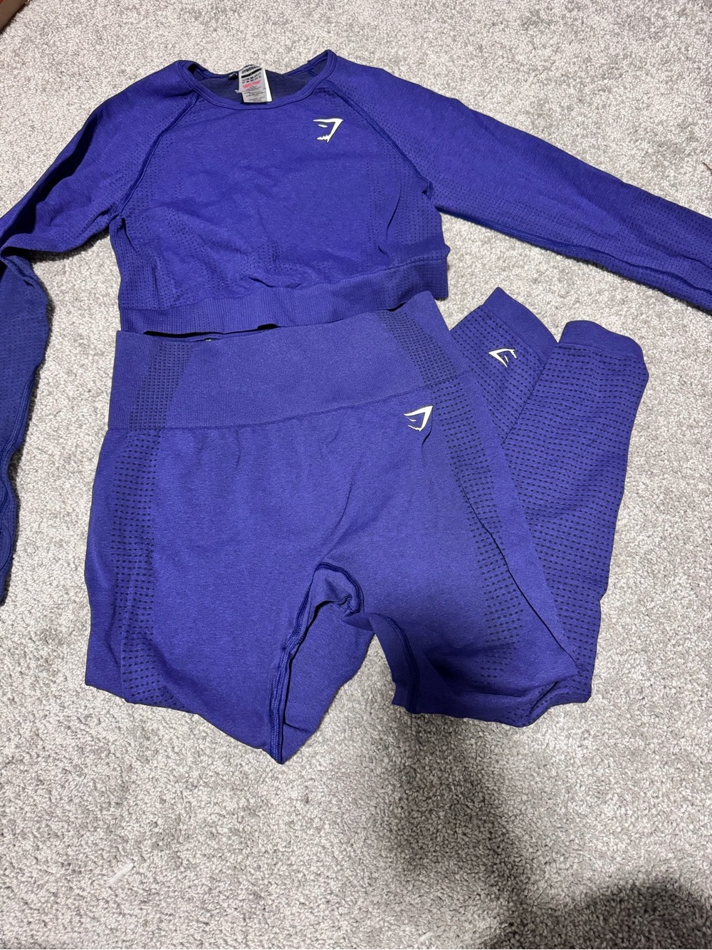Gymshark Purple Seamless High-Waist Leggings & Long Sleeve Crop Top Set